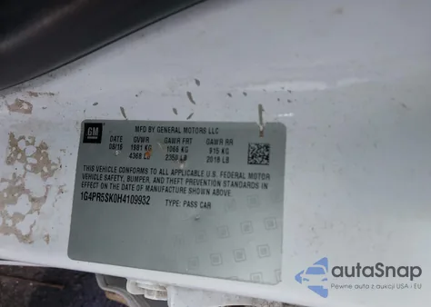 2017 Buick Verano Sport Touring z USA, uszkodzony, nr VIN 1G4PR5SK0H4109932